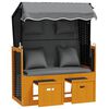 vidaXL Strandkorb con Cuscino Polyrattan Legno Massello Nero Antracite