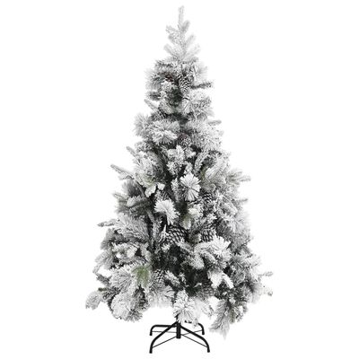 vidaXL Albero di Natale con Neve Floccata e Pigne 225 cm PVC e PE