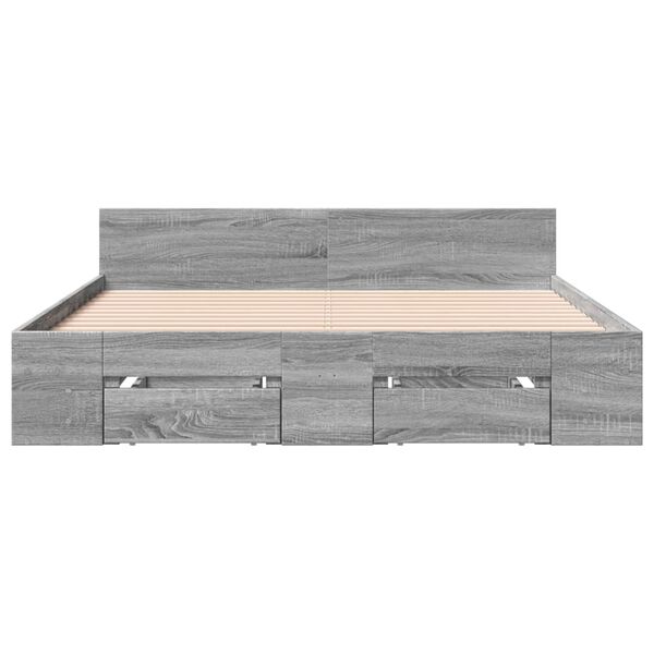 vidaXL Giroletto Cassetti Grigio Sonoma 135x190 cm Legno Multistrato