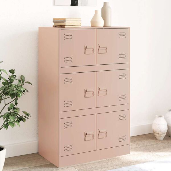 vidaXL Credenza Rosa 67x39x107 cm in Acciaio