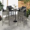 vidaXL Sgabelli da Bar 4 pz con Cuscini Grigi in Polyrattan