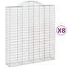 vidaXL Cesti Gabbioni ad Arco 8 pz 200x50x220/240 cm Ferro Zincato