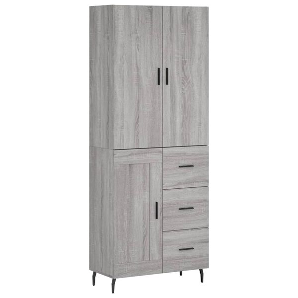 vidaXL Credenza Grigio Sonoma 69,5x34x180 cm in Legno Multistrato
