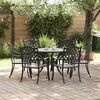 vidaXL Set da Pranzo per Giardino 7 pcs Nero Alluminio