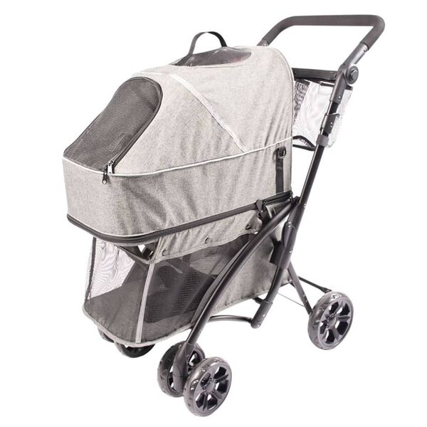 Duvoplus Passeggino per Animali Domestici Deluxe 79x46x99 cm Grigio