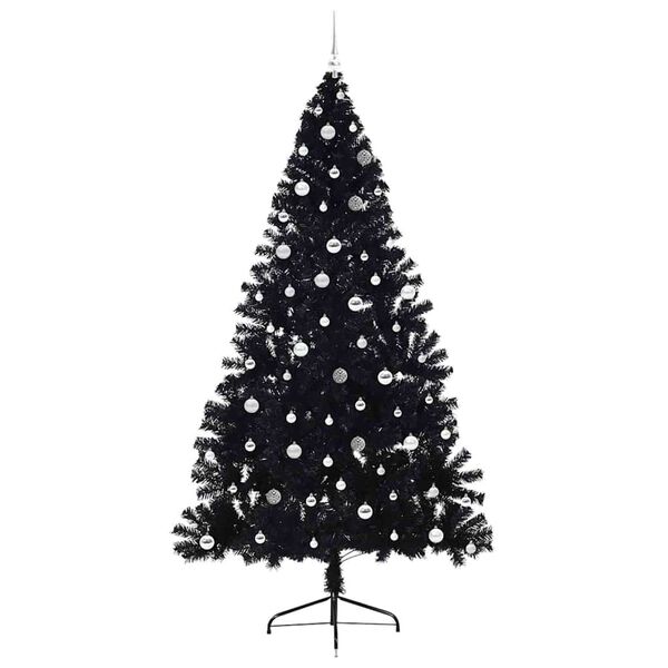vidaXL Albero di Natale artificiale con luci integrate Nero 240 cm PVC