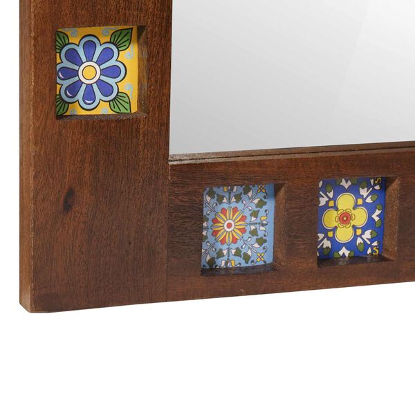 vidaXL Specchio da bagno Noce 50 x 70 x 3 cm Legno di mango massello