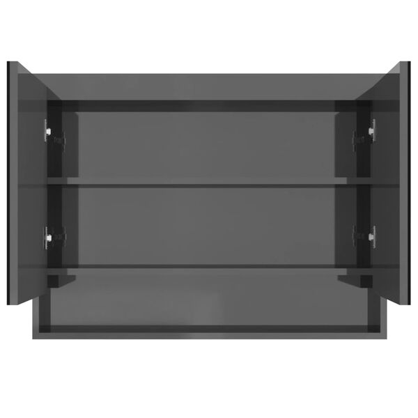 vidaXL Armadietto Bagno con Specchio 80x15x60 cm in MDF Grigio Lucido