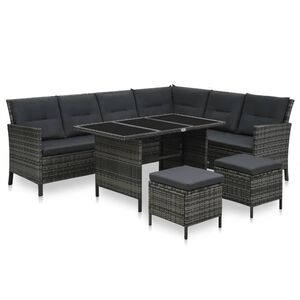 vidaXL Set Divani da Giardino 4 pz con Cuscini in Polyrattan Grigio