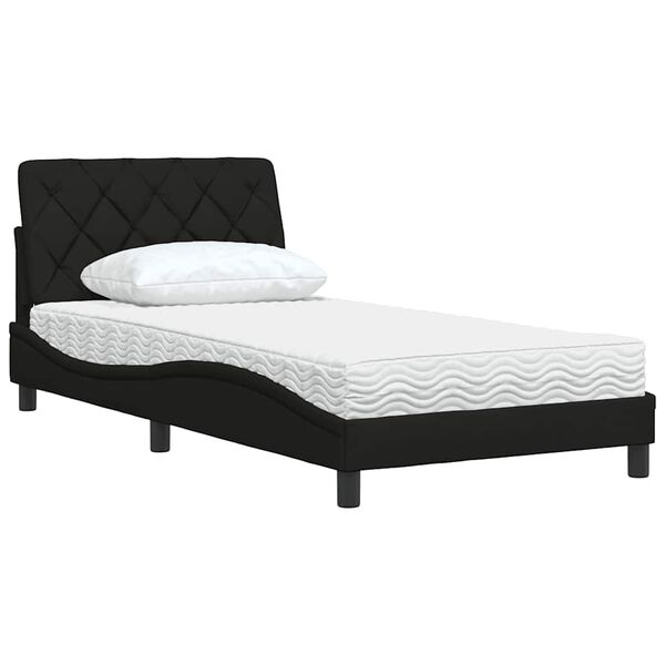 vidaXL Letto con Materasso Nero 100x200 cm in Tessuto