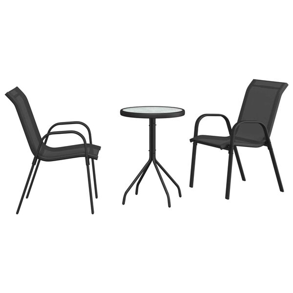 vidaXL Set Bistro da Giardino 3 pcs Nero Acciaio