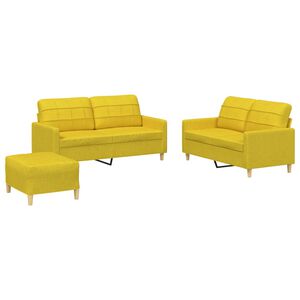 vidaXL Set di Divani 3 pz con Cuscini Giallo Chiaro in Tessuto