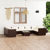 vidaXL Set Divani da Giardino 10 pz con Cuscini in Polyrattan Marrone