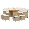 vidaXL Set Divano da Giardino 6 pz con Cuscini a L Beige in Polyrattan