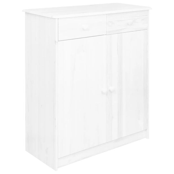 vidaXL Credenza con 2 Cassetti 78x35x89cm in Pino Massello Bianco