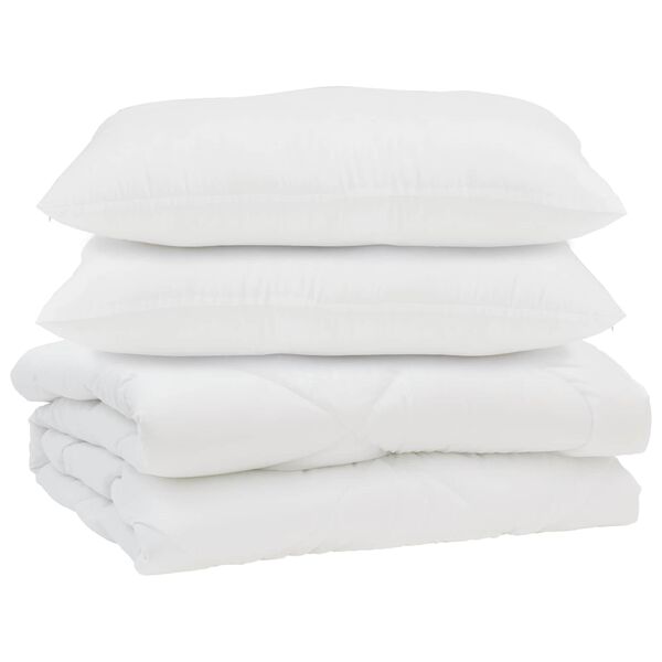 vidaXL Piumone con cuscino 3 pcs Bianco Microfibra