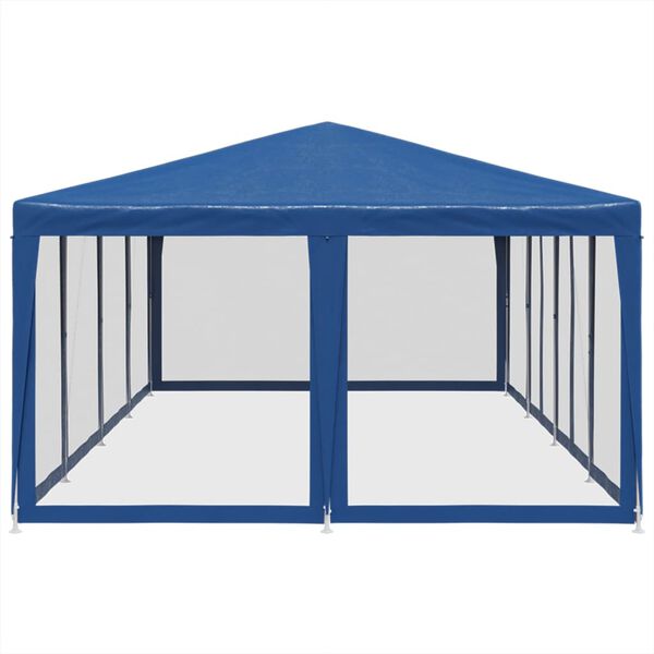 vidaXL Tenda per Feste con 12 Pareti Laterali in Rete Blu 8x4 m HDPE