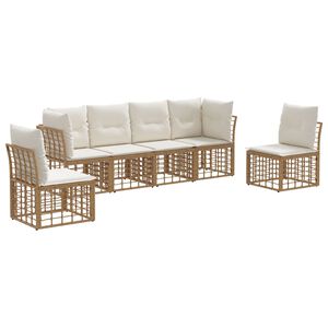 vidaXL Set di divani da esterno Naturale Poliestere