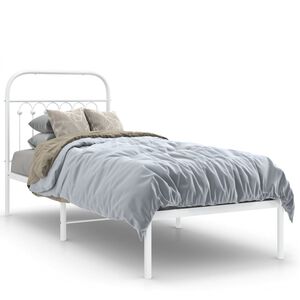 vidaXL Giroletto senza Materaso con Testiera Metallo Bianco 75x190 cm
