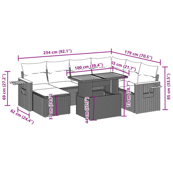 vidaXL Set Divani da Giardino con Cuscini 8 pz Nero in Polyrattan