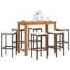 vidaXL Set Bar Giardino 7pz Marrone Legno Massello Acacia e Polyrattan