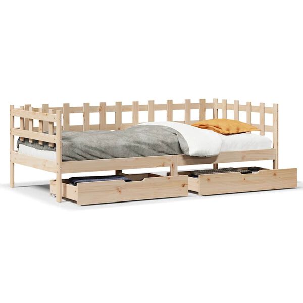 vidaXL Dormeuse con Cassetti 90x200 cm Legno Massello Pino