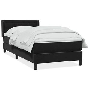 vidaXL Giroletto a Molle con Materasso Nero 90x210 cm in Velluto