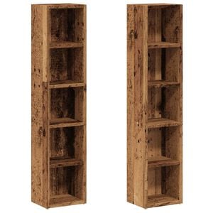 vidaXL Scaffali Porta CD 2 pz Legno Antico 21x16x93,5 cm in Truciolato