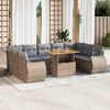 vidaXL Set Divano da Giardino 10 pz con Cuscini Beige in Polyrattan