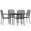 vidaXL Set Mobili da Pranzo per Giardino 5 pz Nero
