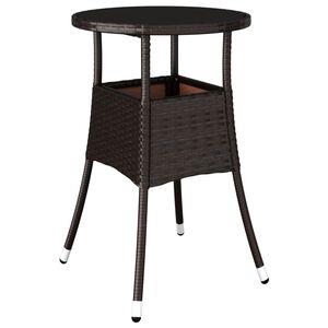 vidaXL Tavolo Giardino &Oslash;60x75 cm Vetro Temperato e Polyrattan Marrone
