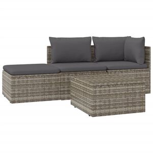 vidaXL Set Divani da Giardino 4 pz con Cuscini in Polyrattan Grigio