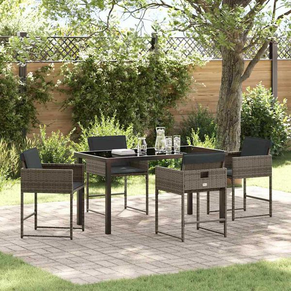 vidaXL Set da Pranzo per Giardino 5 pcs Grigio polyrattan