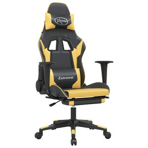 vidaXL Sedia da Gaming Massaggiante Poggiapiedi Nero e Oro Similpelle