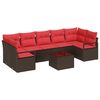 vidaXL Set Divano da Giardino 8 pz 7-Numero di posti Beige e Rosso