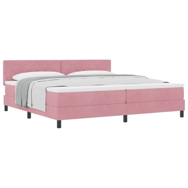 vidaXL Letto a molle con materasso Rosa 200 x 200 cm Velluto