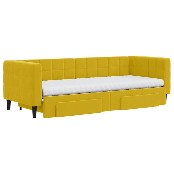 vidaXL Divano Letto Estraibile con Cassetti Giallo 80x200cm in Velluto