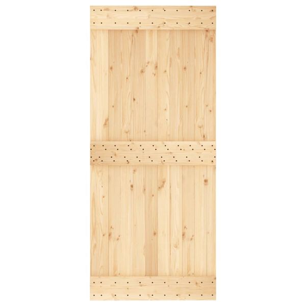 vidaXL Porta Scorrevole con Set Hardware 90x210 cm Legno Massello Pino