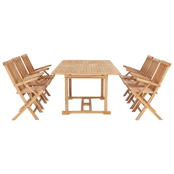 vidaXL Set da Pranzo per Esterni 7 pz 150-200x100x75 cm Teak Massello