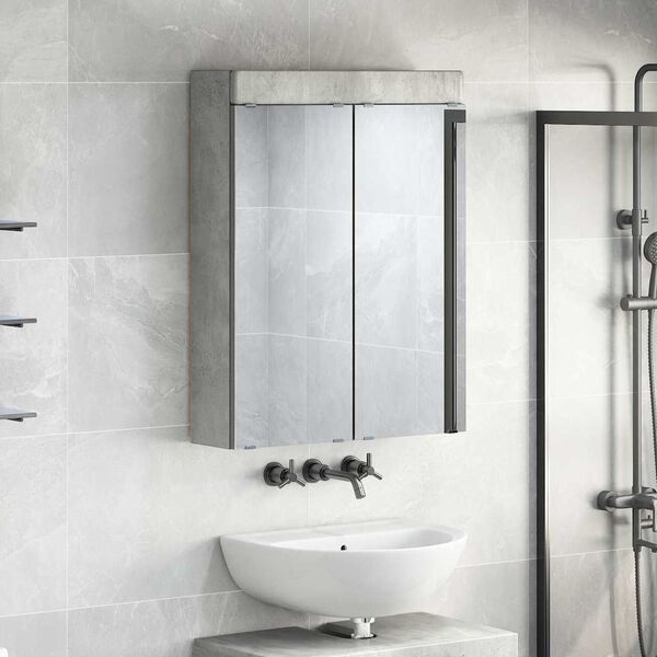 vidaXL Mobiletto per specchio da bagno con porta TULUM Grigio cemento