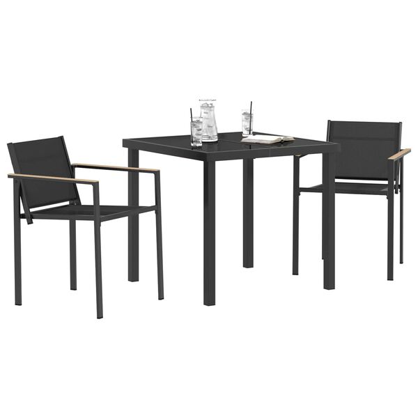 vidaXL Set di Mobili da Esterno 3 pcs Nero e antracite 80 x 80 x 73 cm