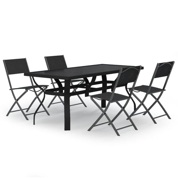 vidaXL Set da Pranzo da Giardino 5 pz Grigio e Nero