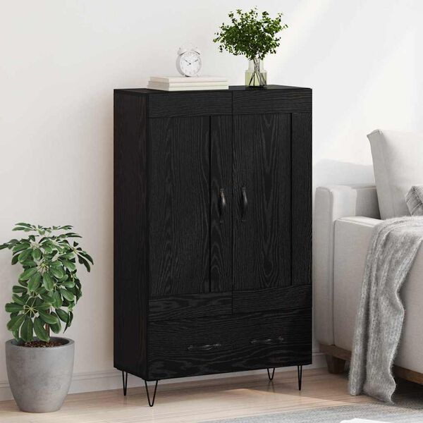 vidaXL Credenza Rovere Nero 69,5 x 31 x 115 cm Legno multistrato