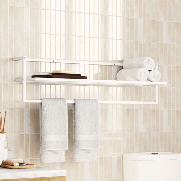 vidaXL Portasciugamani Bianco 95x25x22 cm in Ferro