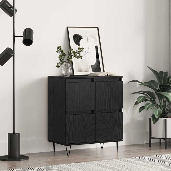 vidaXL Credenza Rovere Nero 60 x 35 x 70 cm