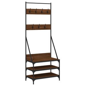 vidaXL Appendiabiti con Porta Scarpe Rovere Marrone 70x40x184 cm