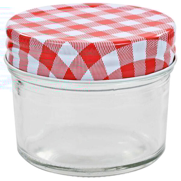 vidaXL Vasi Marmellata in Vetro Coperchio Bianco e Rosso 24 pz 110 ml