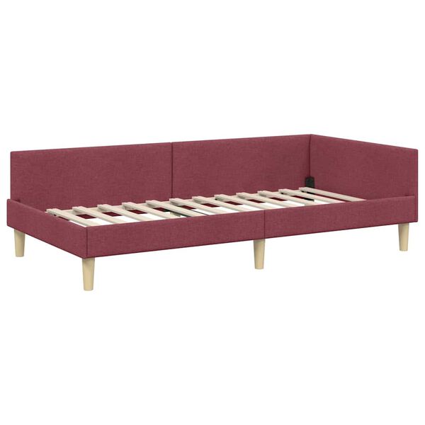 vidaXL Cornice del letto ad angolo Rosso Vino 100 x 200 cm Tessuto