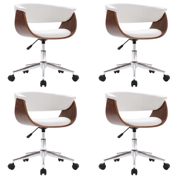 vidaXL Sedie da Pranzo Girevoli 4 pz Bianche in Similpelle