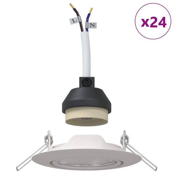vidaXL Spotlights con i riflettori 24 pcs Bianco 9 x 9 cm Metallo